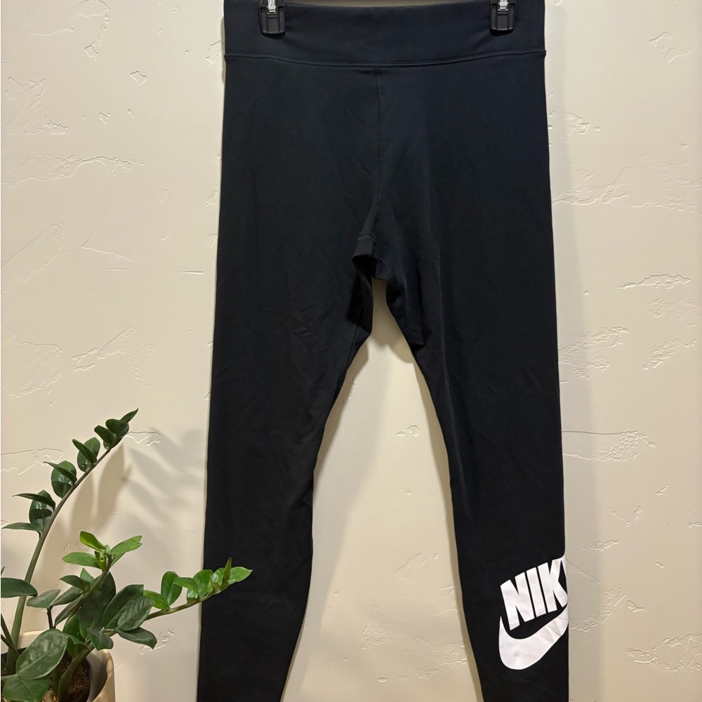 Nike Kids Black Leggings with White Logo